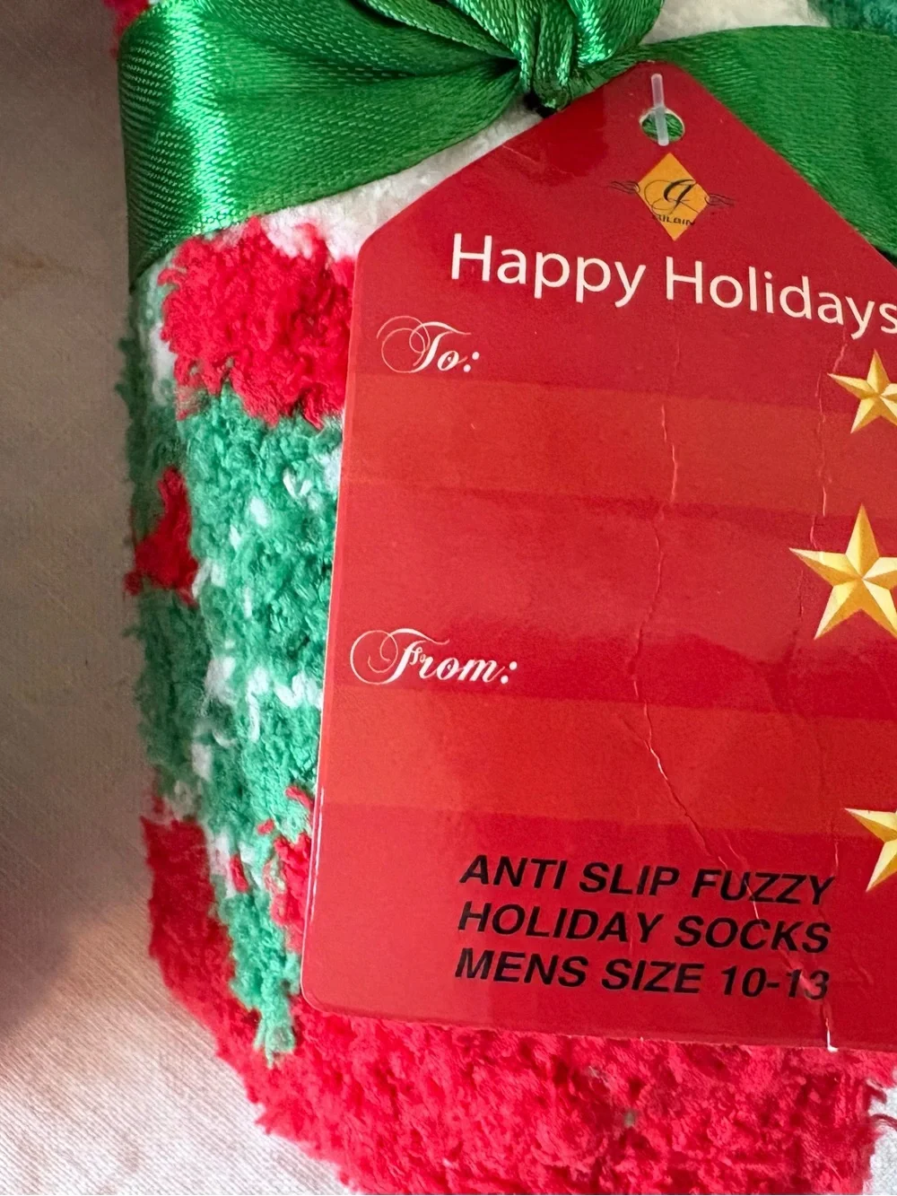 Fuzzy Holiday Socks - Red & Green - 2 pairs